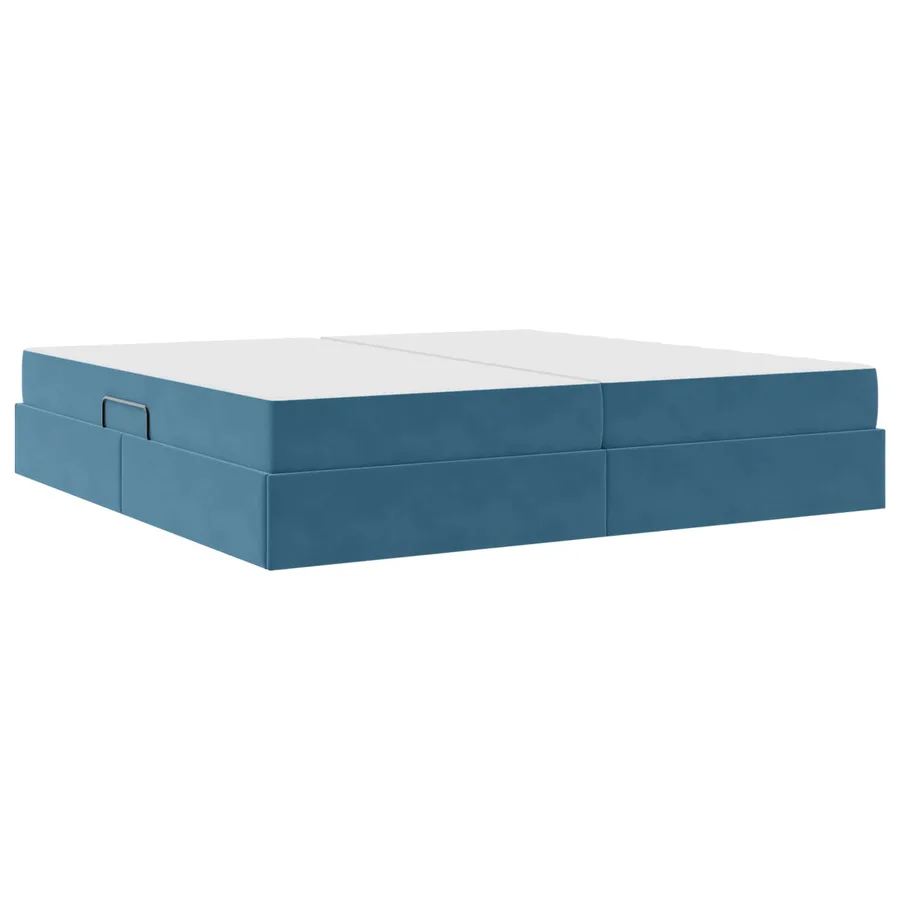Lit avec rangement et matelas Bleu foncé 200 x 200 cm Velours - 5