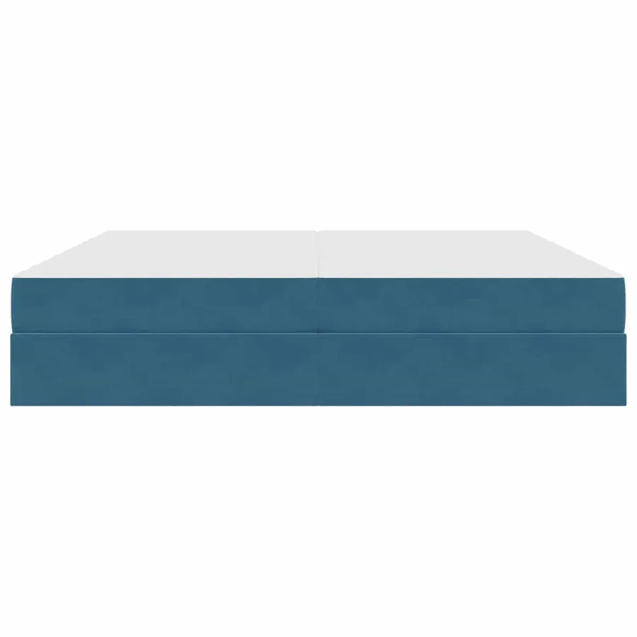 Lit avec rangement et matelas Bleu foncé 200 x 200 cm Velours - 7