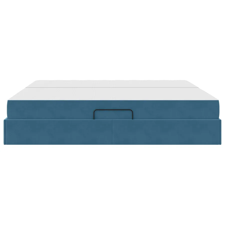 Lit avec rangement et matelas Bleu foncé 200 x 200 cm Velours - 9