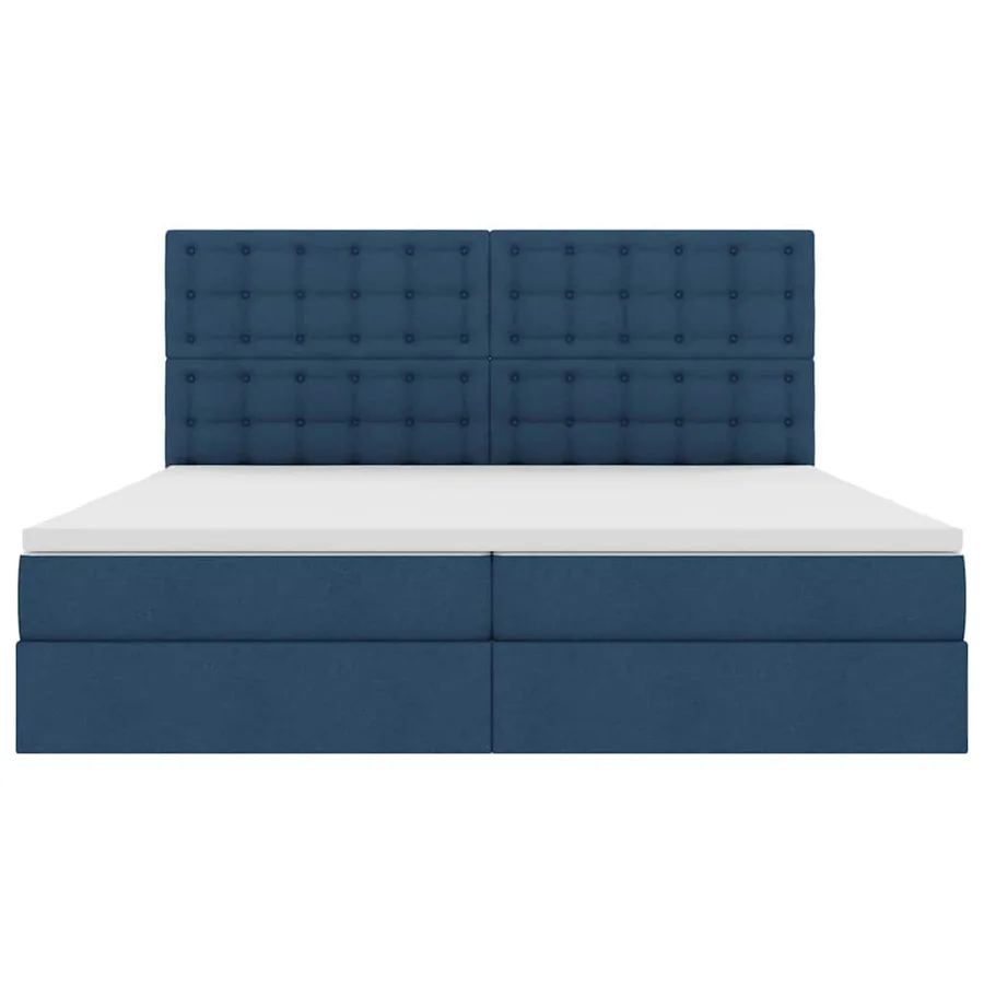 Lit avec rangement et matelas Bleu 200 x 200 cm tissu - 7