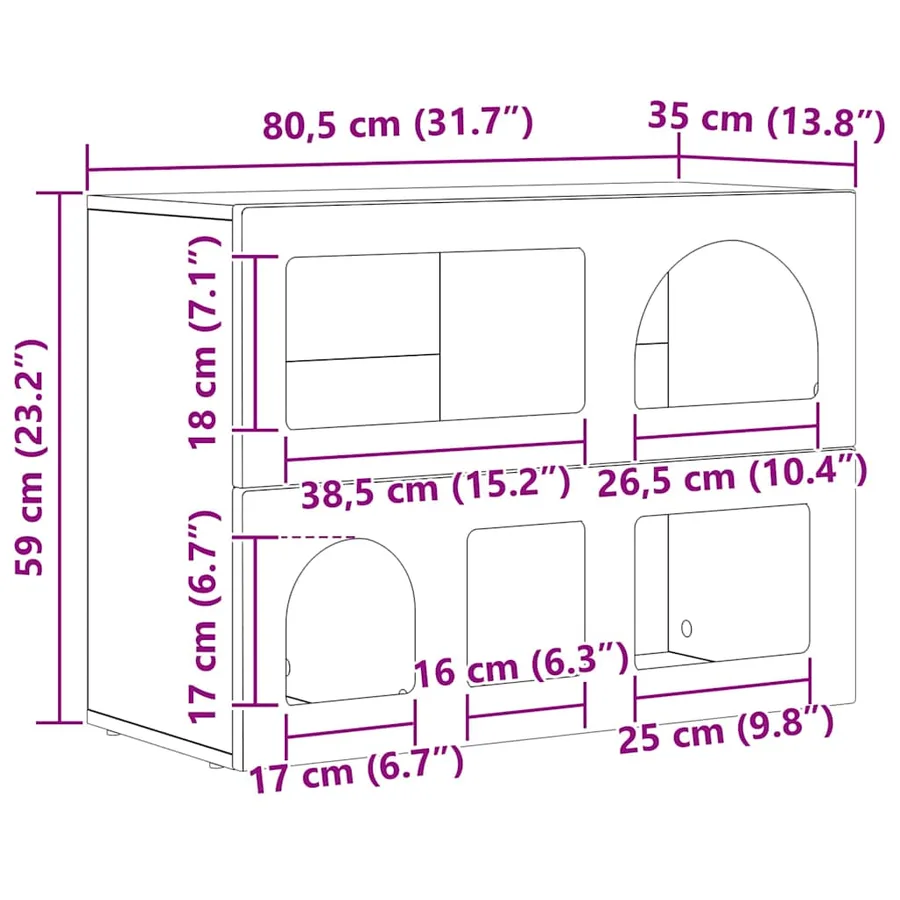 Buffet ELST Blanc 80,5 x 35 x 59 cm Bois d'ingénierie - 10