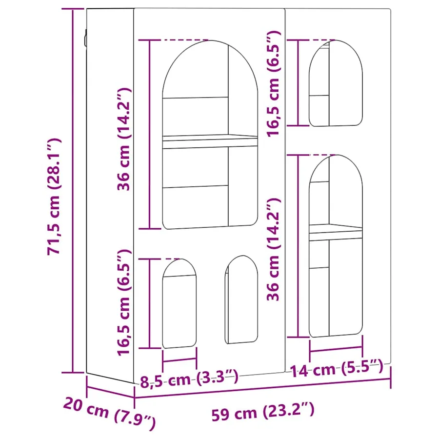 Armoire suspendue ELST Blanc brillant 59 x 20 x 71,5 cm - 12