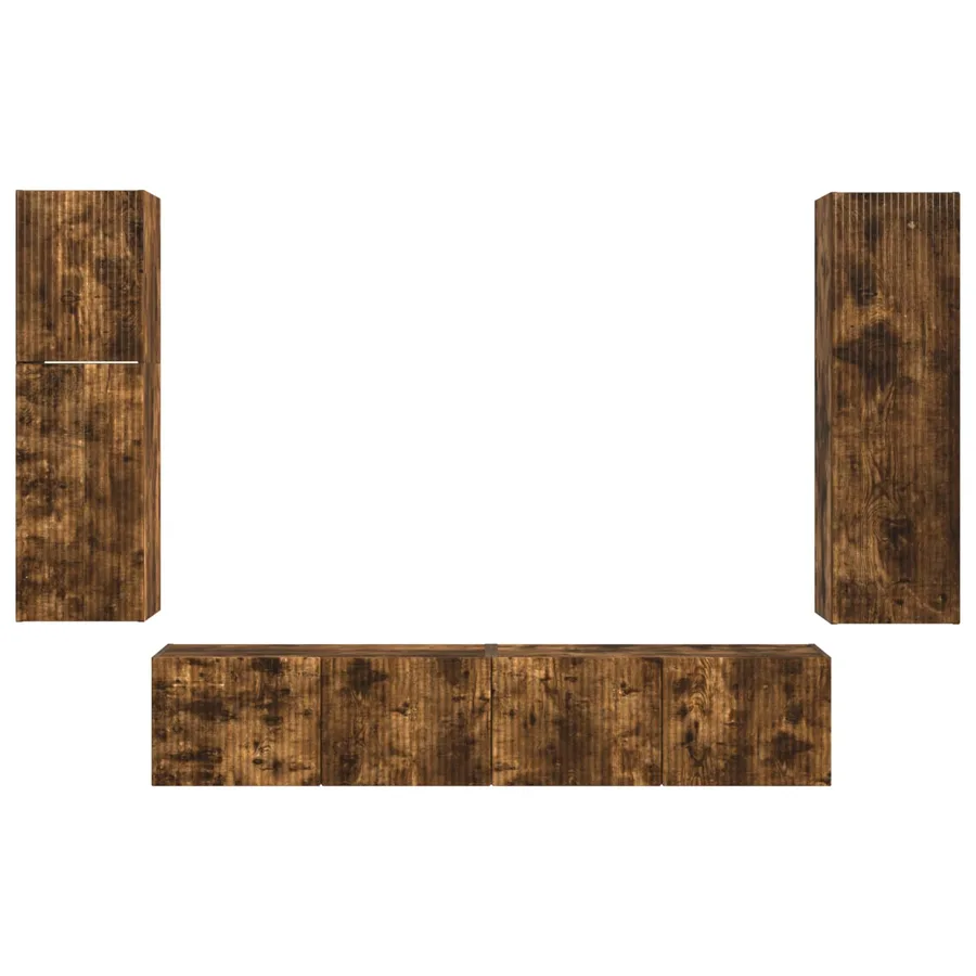 Ensemble meuble TV 4 pcs Chêne fumé Bois d'ingénierie - 9