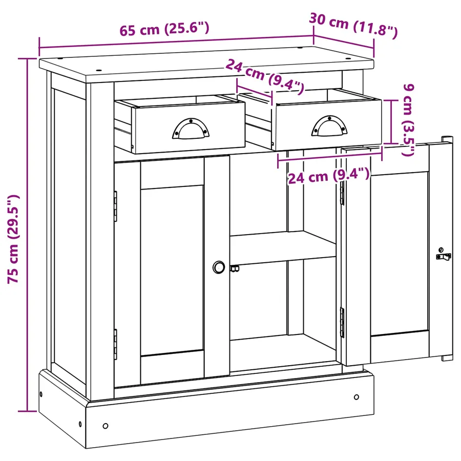 Armoire de rangement avec tiroir Naturel 65 x 30 x 75 cm - 8
