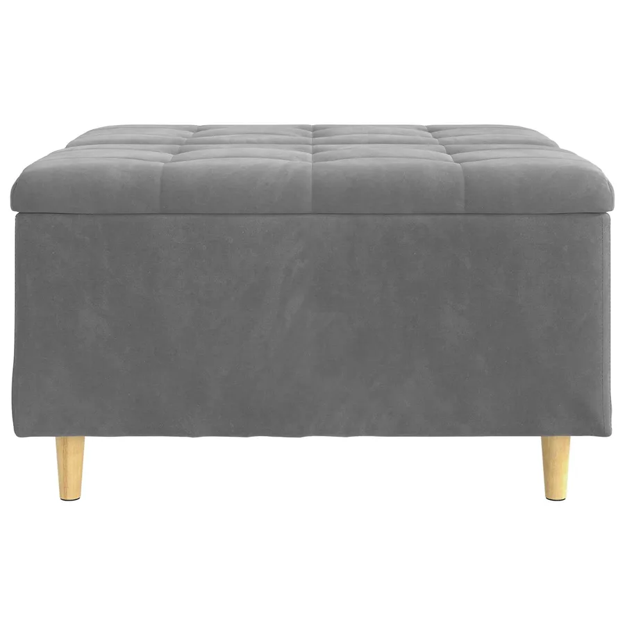 Pouf de rangement Gris foncé 80 x 80 x 45 cm Velours - 6