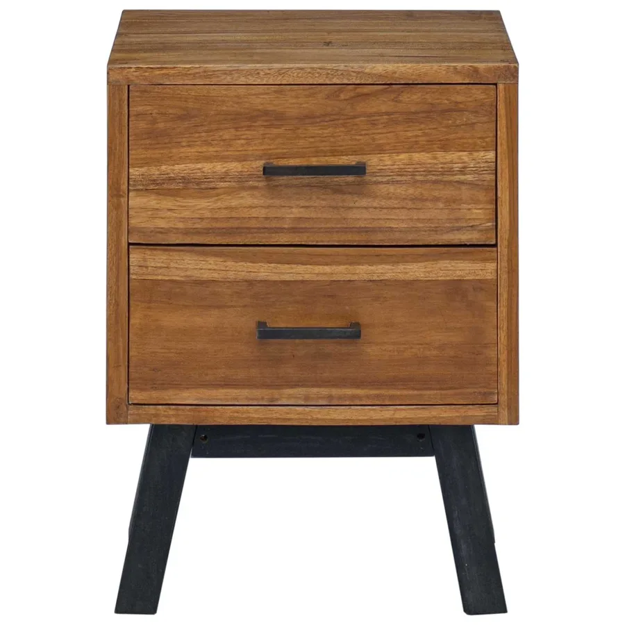 Table de chevet Naturel 40 x 35 x 55 cm Bois de teck massif - 6