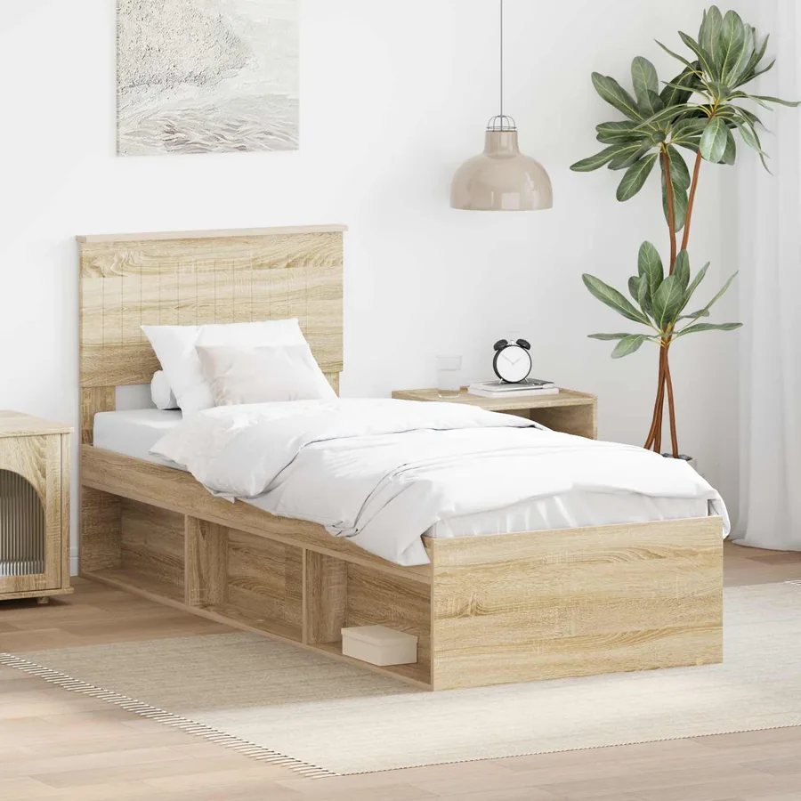 Cadre de lit Chêne Sonoma 75 x 190 cm Pin massif