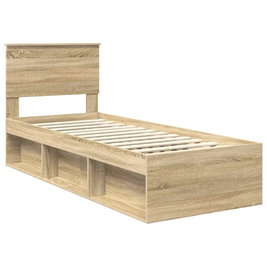 Cadre de lit Chêne Sonoma 75 x 190 cm Pin massif - 4