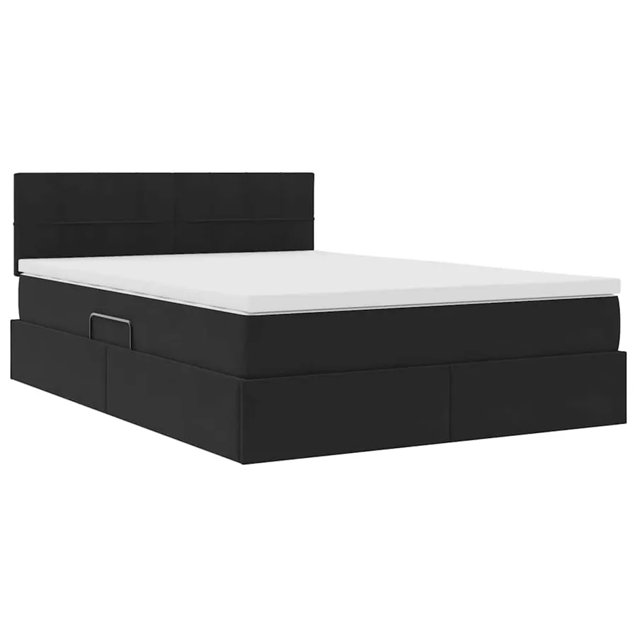 Lit de rangement LED avec matelas Noir 140 x 190 cm Velours - 6