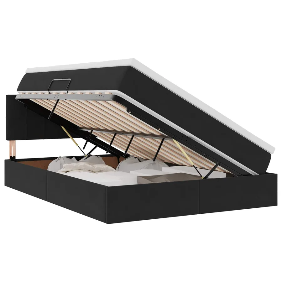 Lit de Rangement avec matelas Noir 140 x 190 cm Velours - 2