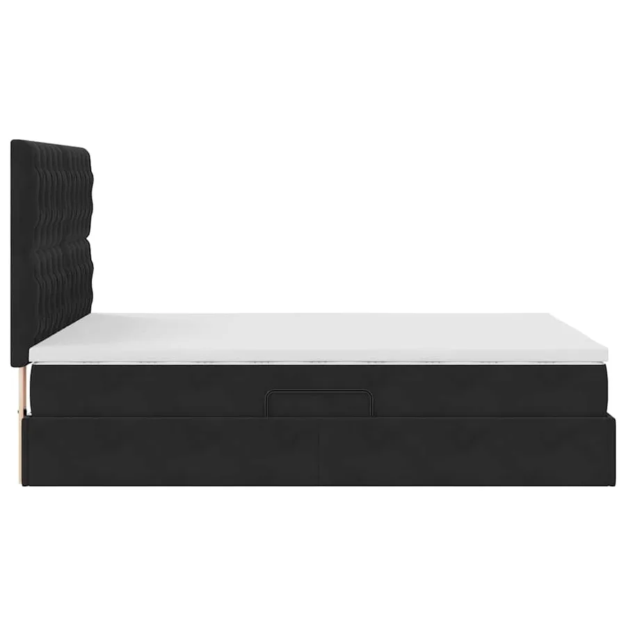 Lit de rangement LED avec matelas Noir 140 x 190 cm Velours - 11