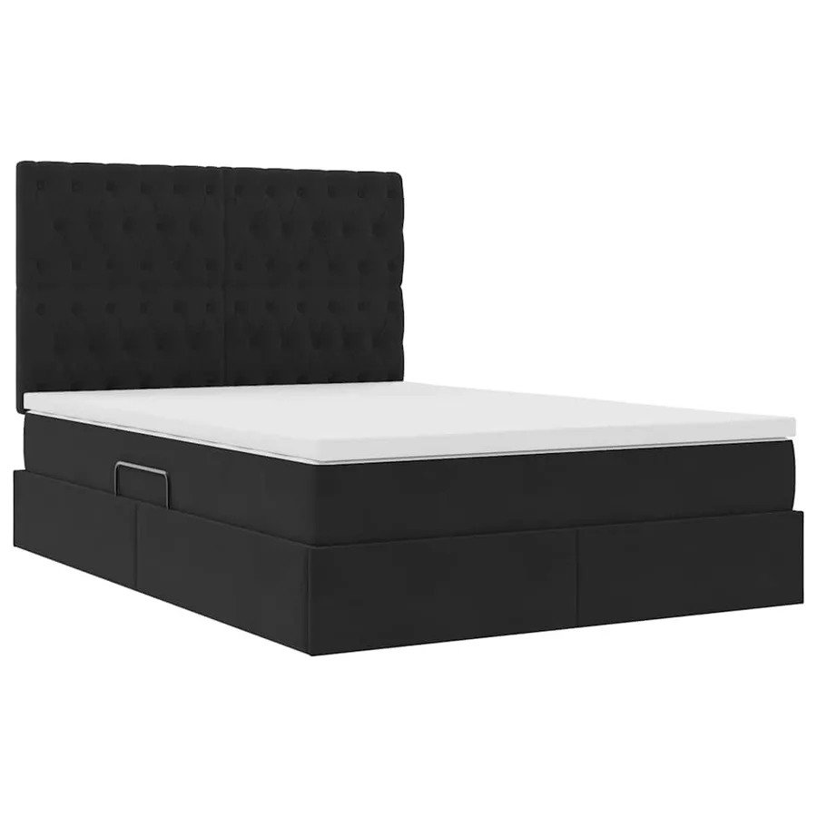 Lit de rangement LED avec matelas Noir 140 x 190 cm Velours - 6