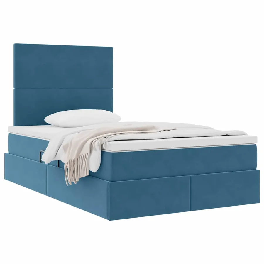 Lit avec rangement et matelas Bleu foncé 120 x 200 cm Velours - 3