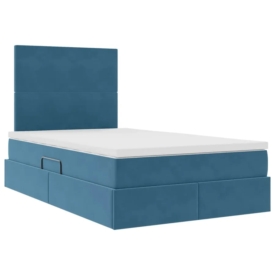 Lit avec rangement et matelas Bleu foncé 120 x 200 cm Velours - 5