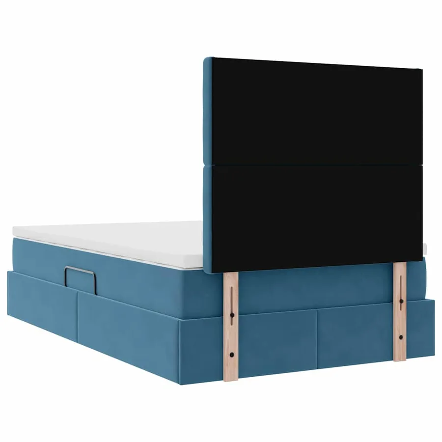 Lit avec rangement et matelas Bleu foncé 120 x 200 cm Velours - 11