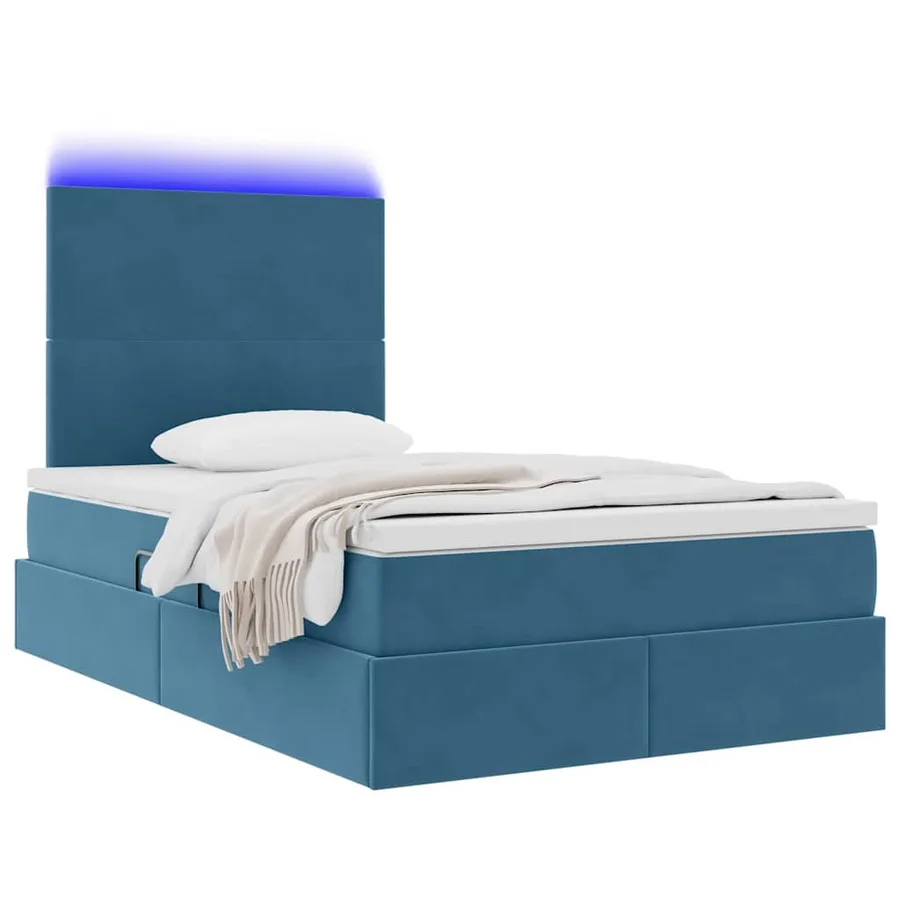 Lit de rangement LED avec matelas Bleu foncé 120 x 200 cm - 3