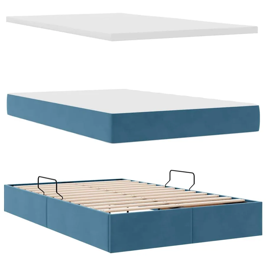 Lit de rangement LED avec matelas Bleu foncé 120 x 200 cm - 9