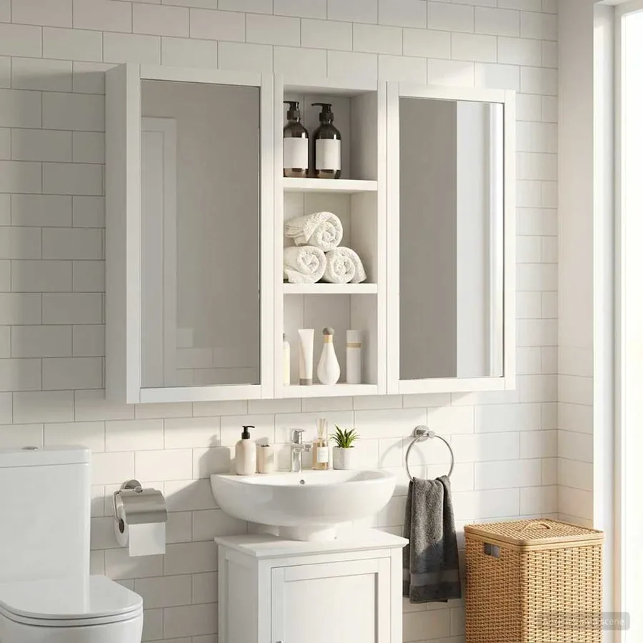 Armoire murale de salle de bain Blanc 20 x 10 x 50 cm - 5
