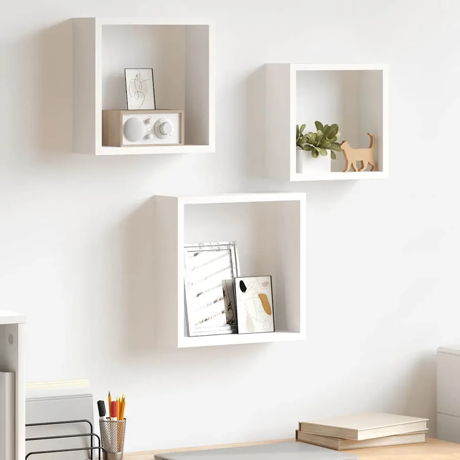 Cube wall shelves 3 pcs White MDF