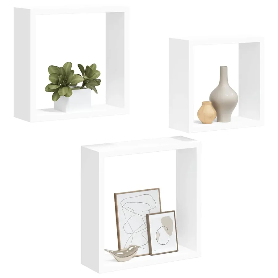 Cube wall shelves 3 pcs White MDF - 4