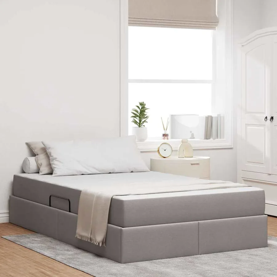 Lit avec rangement et matelas Taupe 120 x 200 cm Polyester