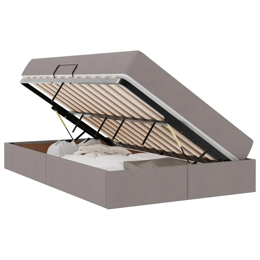 Lit avec rangement et matelas Taupe 120 x 200 cm Polyester - 2