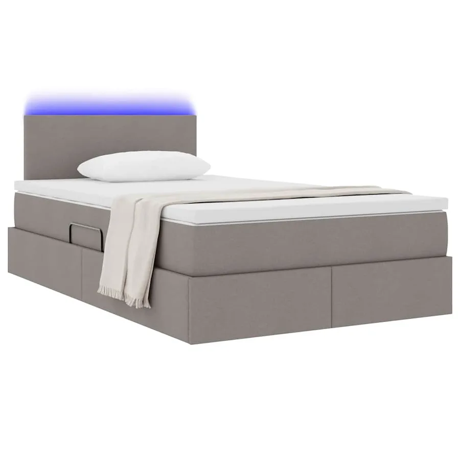 Lit de rangement LED avec matelas Taupe 120 x 200 cm Tissu - 3