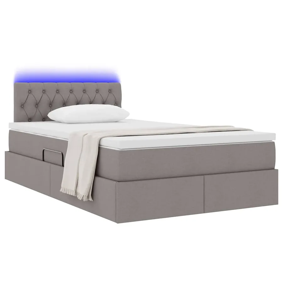 Lit de rangement LED avec matelas Taupe 120 x 200 cm Tissu - 3