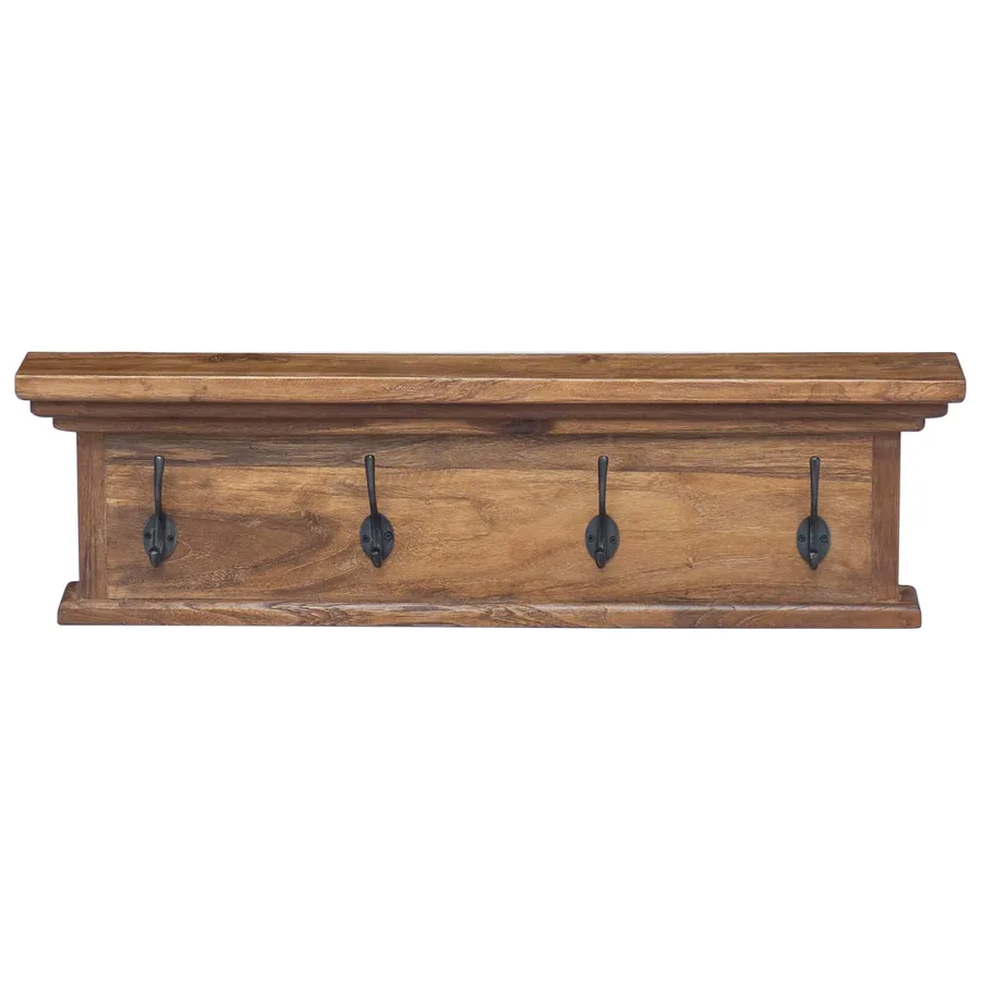 Porte-manteau mural Naturel 70 x 10 x 20 cm Bois de teck massif - 5