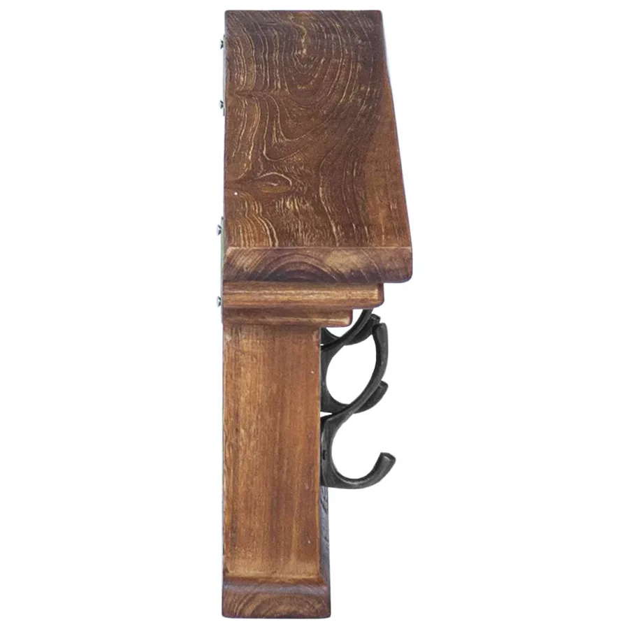 Porte-manteau mural Naturel 70 x 10 x 20 cm Bois de teck massif - 6