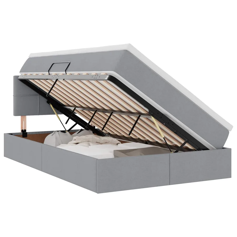 Lit avec rangement et matelas Gris clair 120 x 200 cm - 2