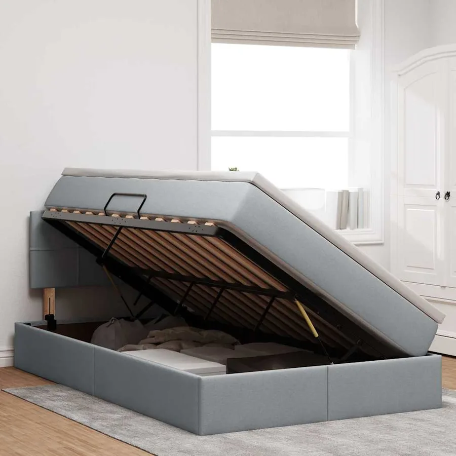 Lit avec rangement et matelas Gris clair 120 x 200 cm - 4