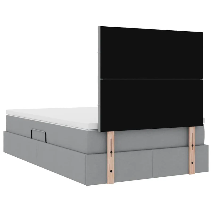 Lit avec rangement et matelas Gris clair 120 x 200 cm tissu - 11