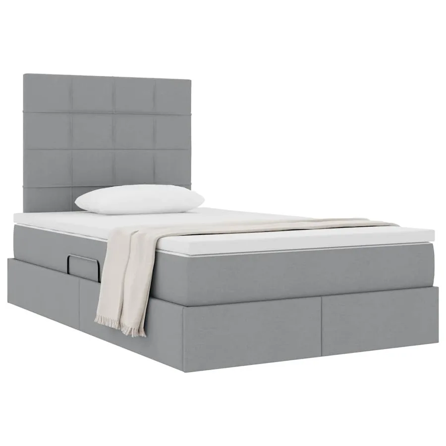 Lit avec rangement et matelas Gris clair 120 x 200 cm tissu - 3
