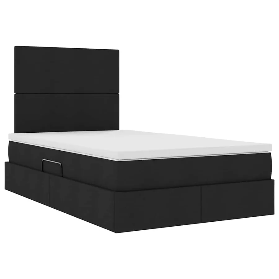 Lit avec rangement et matelas Noir 120 x 190 cm tissu - 5