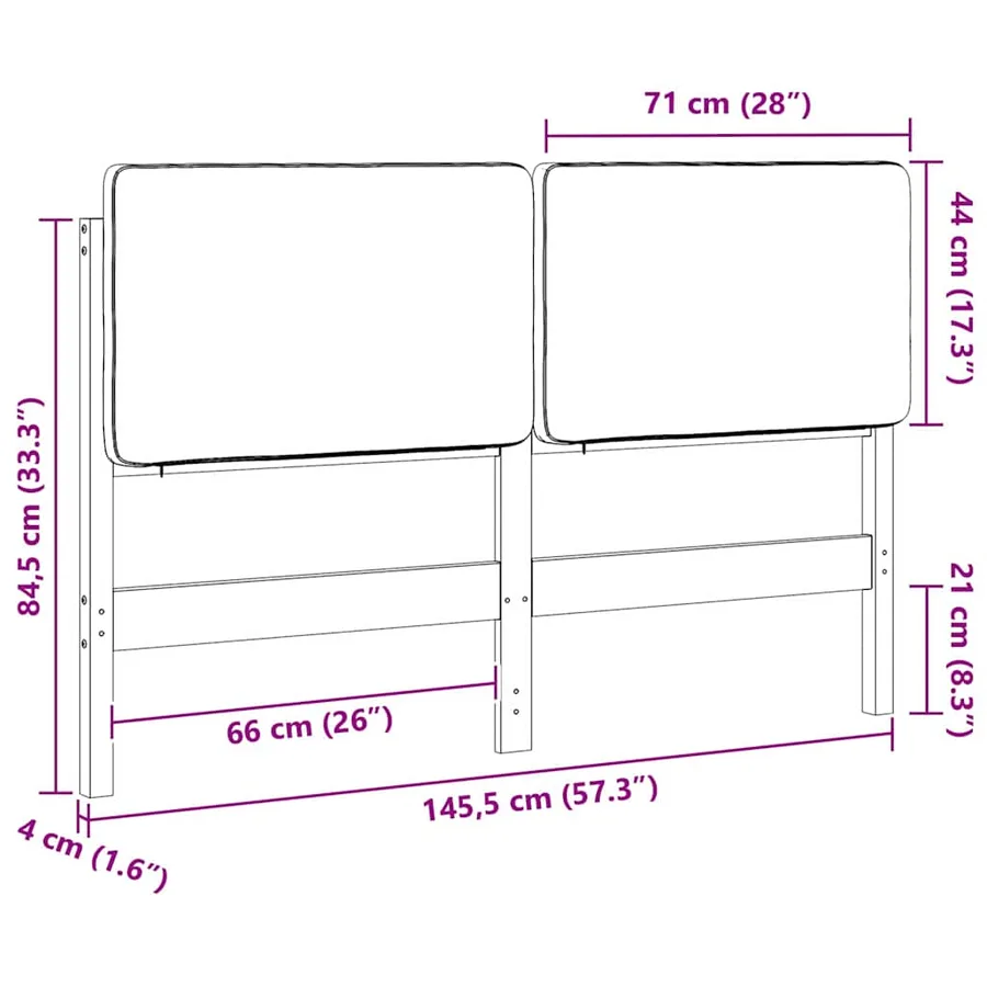 Tête de lit capitonnée Marron et Noir 140 cm Pin massif - 13