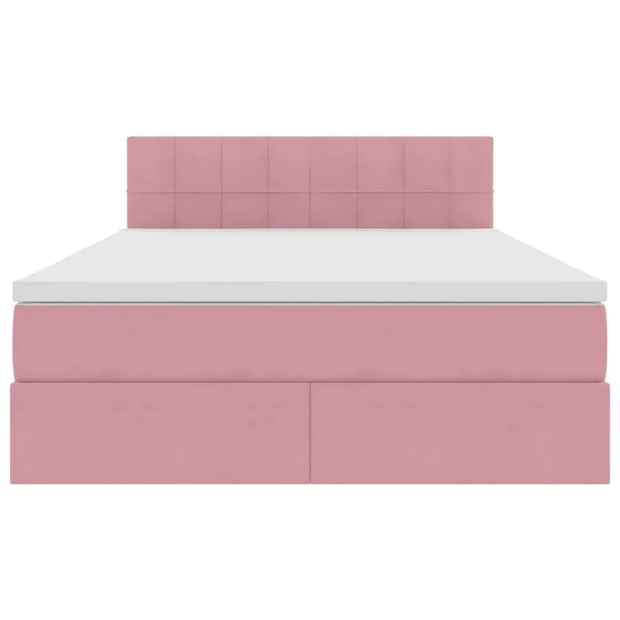 Lit de Rangement avec matelas Rose 140 x 190 cm Velours - 7