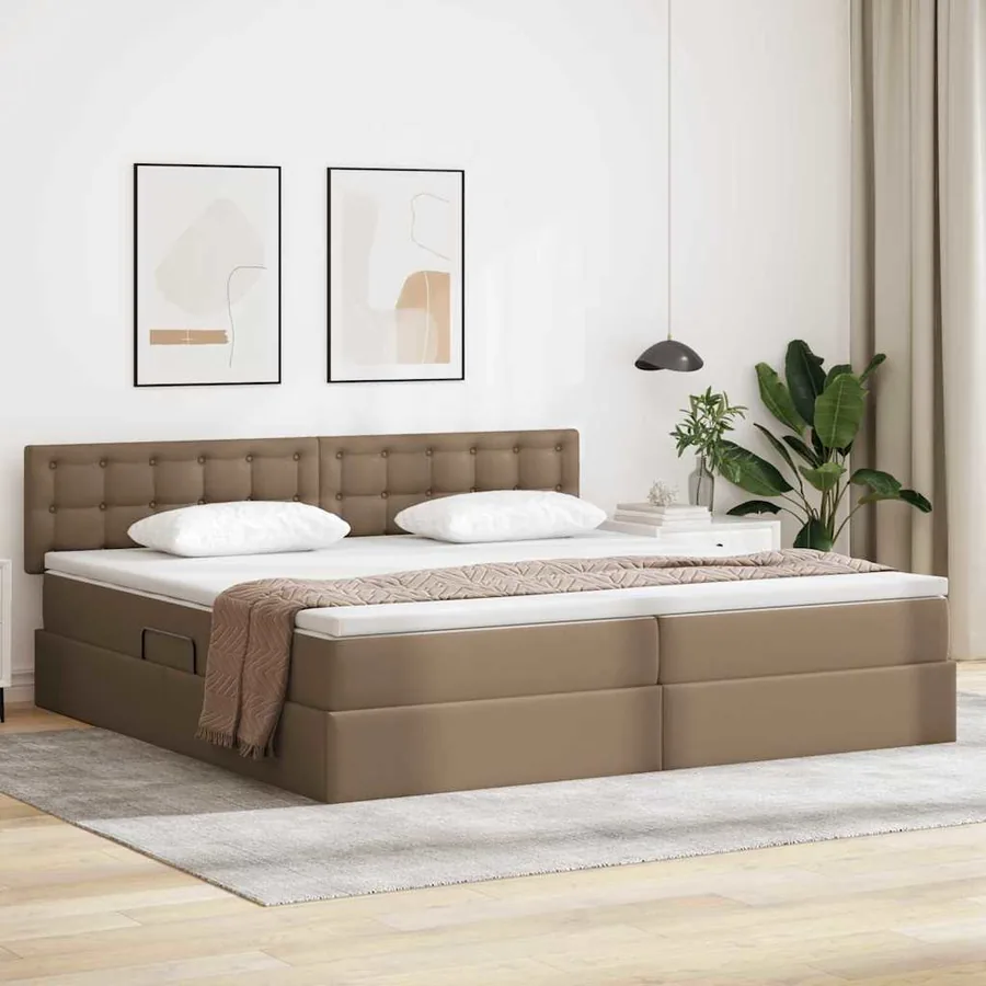 Lit avec rangement et LED avec matelas Gris clair 200 x 200 cm
