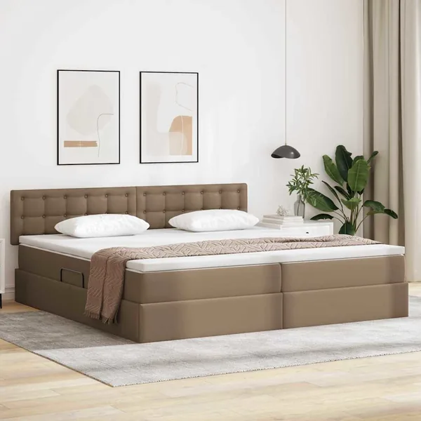 Lit avec rangement et LED avec matelas Gris clair 200 x 200 cm