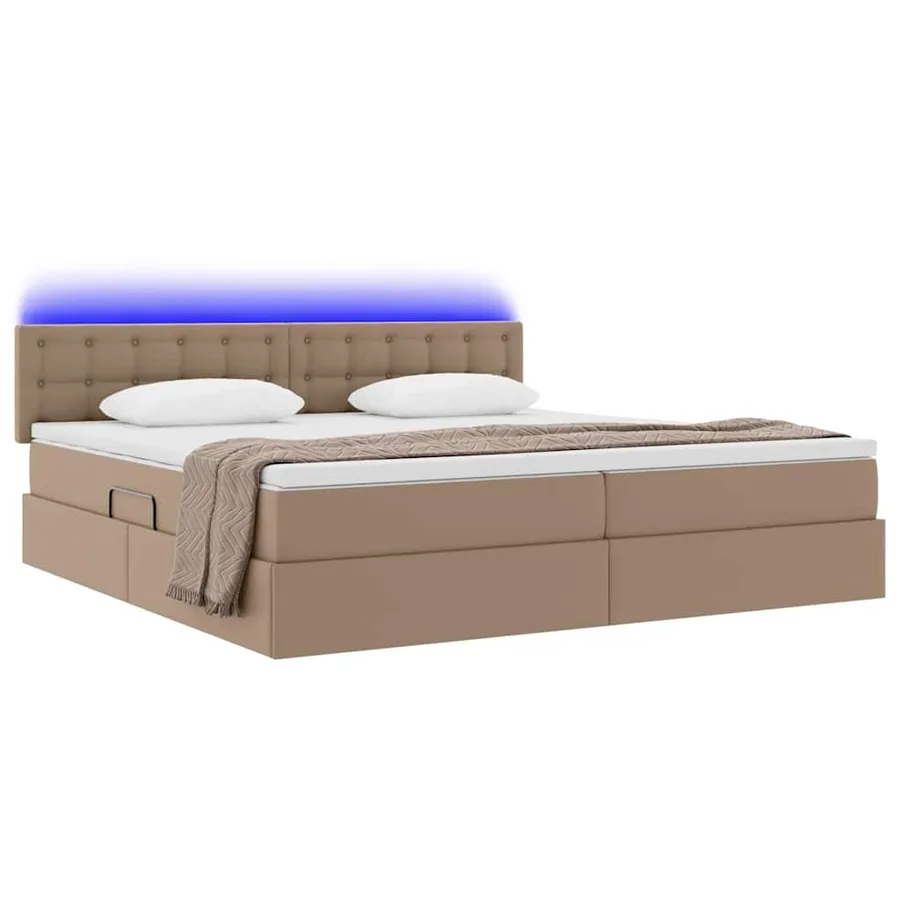 Lit avec rangement et LED avec matelas Gris clair 200 x 200 cm - 3