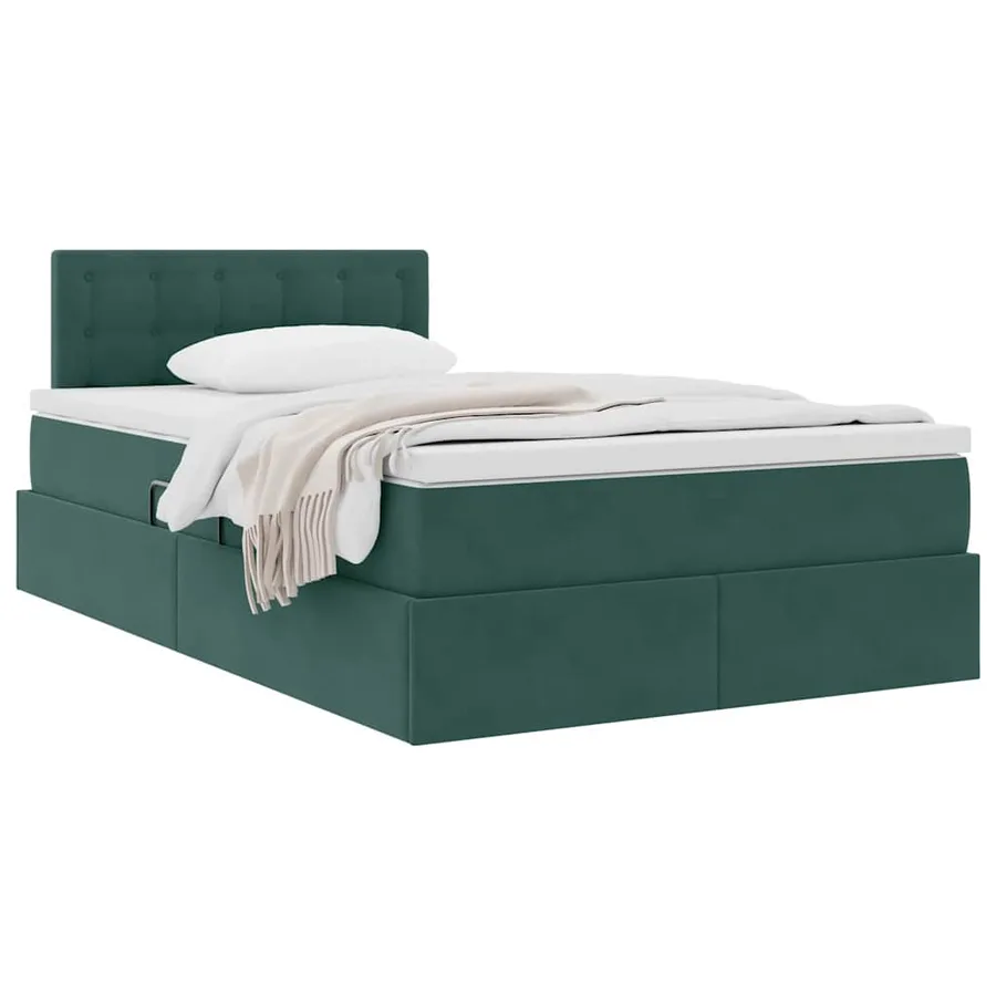 Lit de Rangement avec matelas Vert foncé 120 x 200 cm Velours - 3