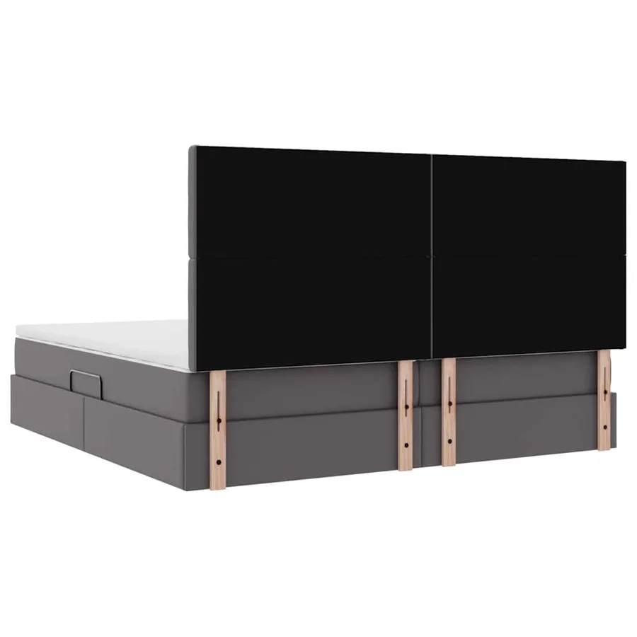 Lit avec rangement et LED Gris 200 x 200 cm Simili cuir - 12