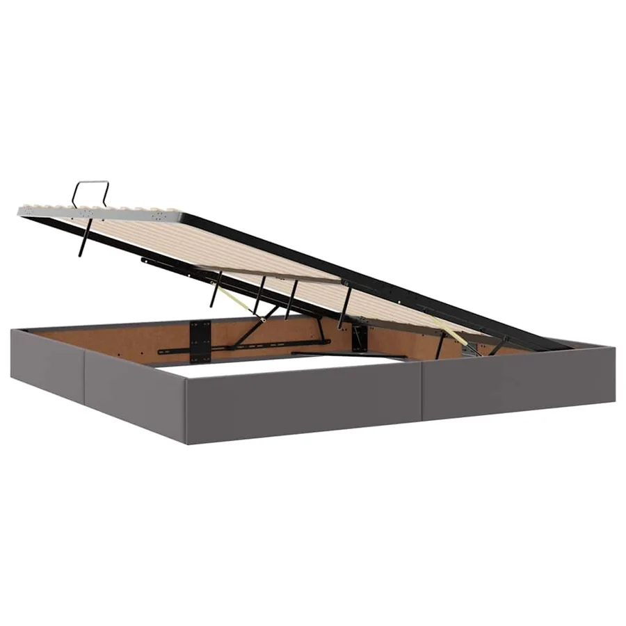 Lit avec rangement et LED Gris 200 x 200 cm Simili cuir - 7