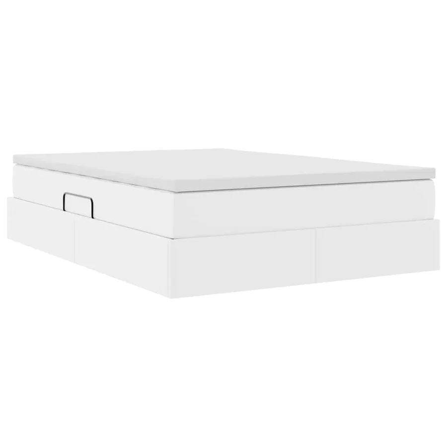 Lit avec rangement et matelas Blanc 140 x 190 cm Simili cuir - 5