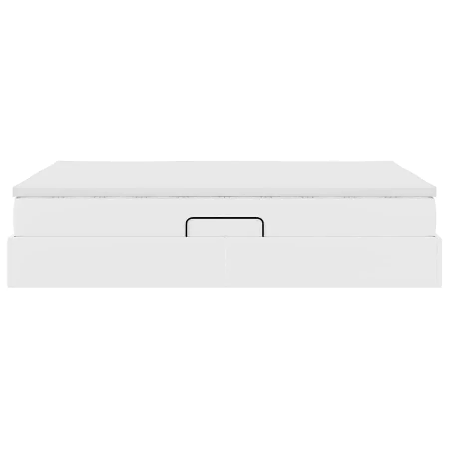 Lit avec rangement et matelas Blanc 140 x 190 cm Simili cuir - 9