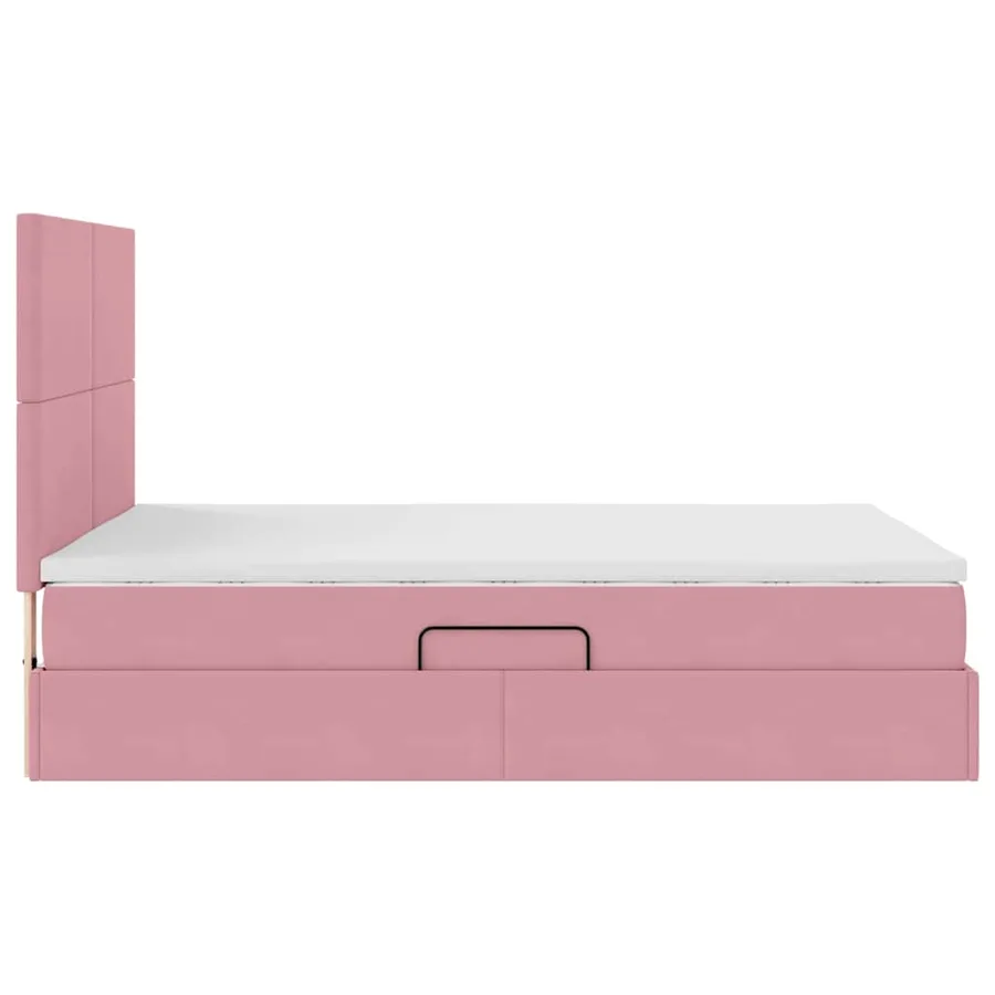 Lit de rangement LED avec matelas Rose 140 x 190 cm Velours - 11