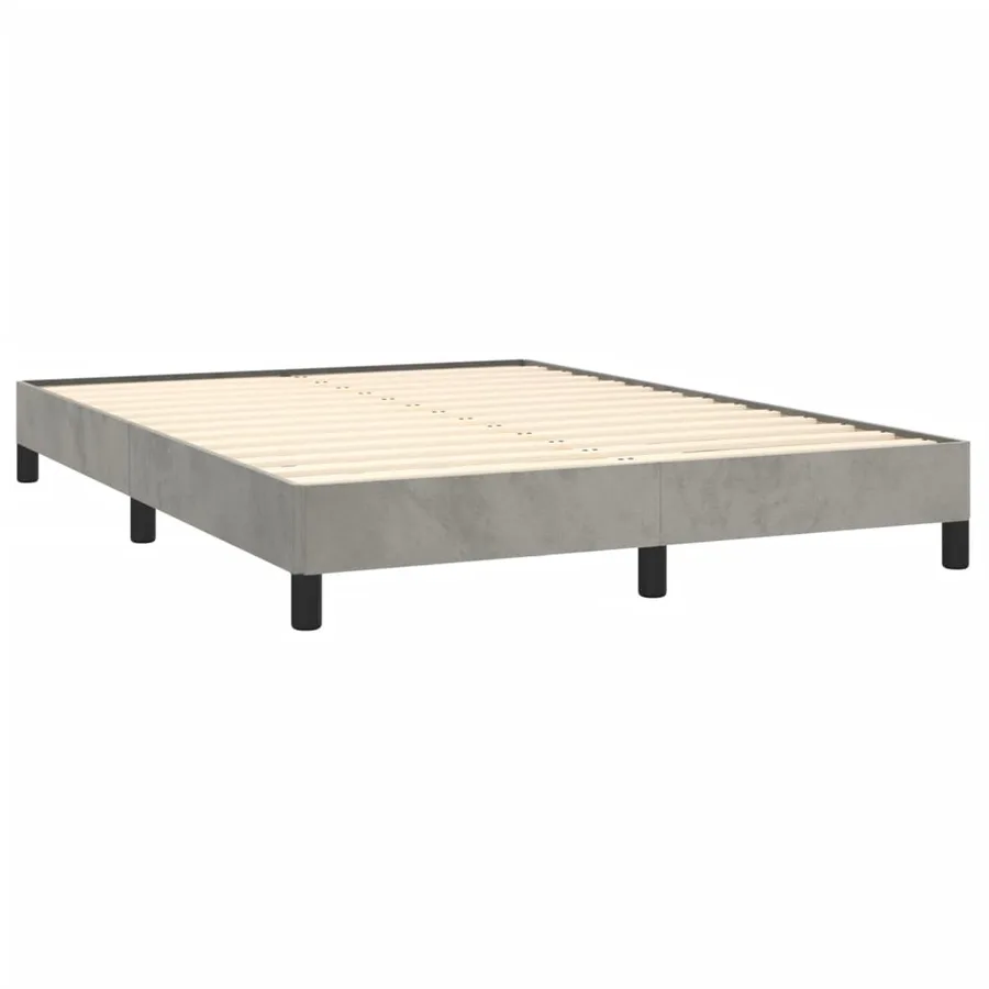 Cadre de lit sans matelas gris clair 140x200 cm velours - 3