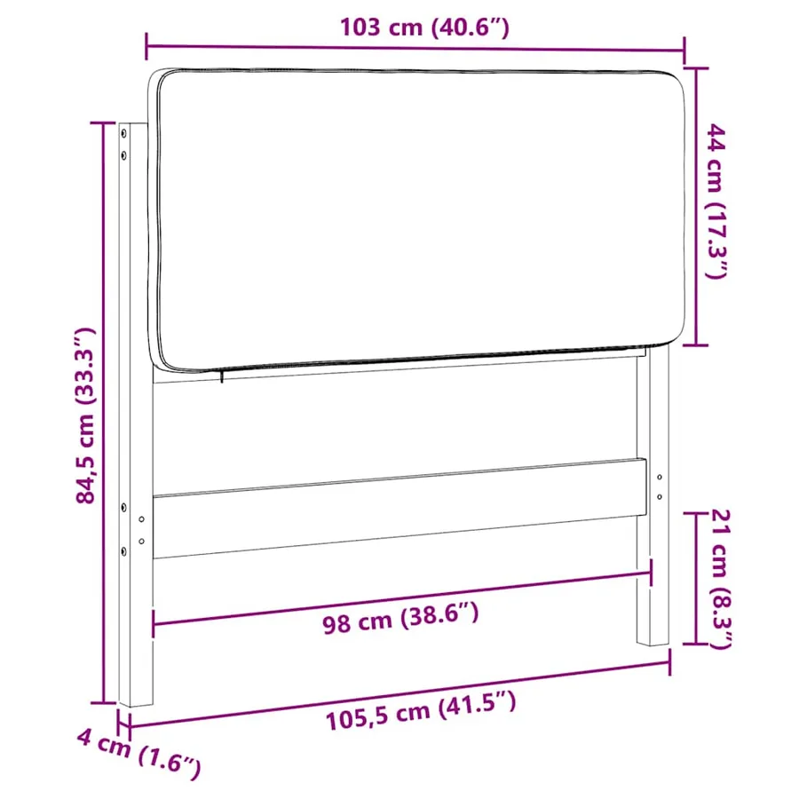 Tête de lit capitonnée Blanc et gris clair 100 cm Pin massif - 13