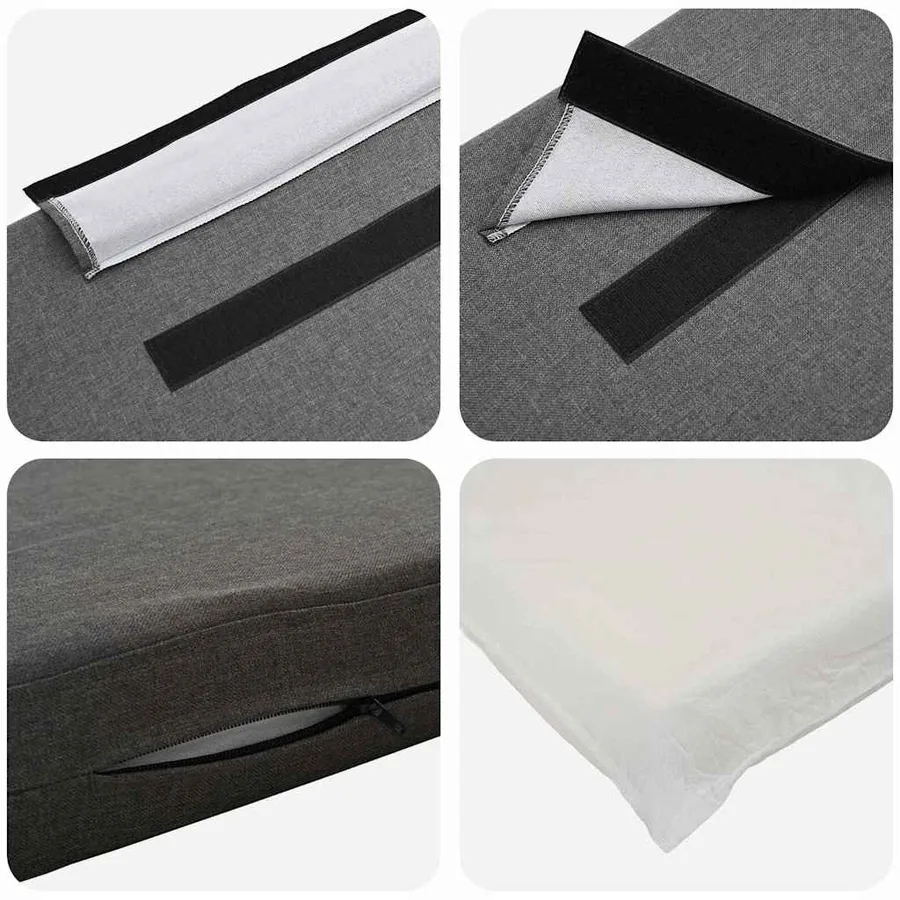 Tête de lit capitonnée Blanc et gris clair 100 cm Pin massif - 7