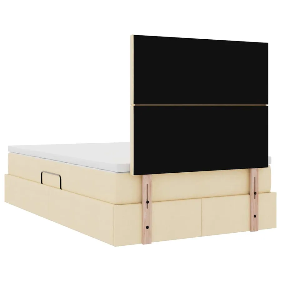 Lit avec rangement et matelas Crème 120 x 200 cm tissu - 11